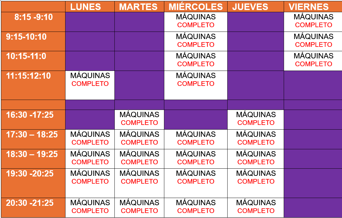 HORARIO SOLEO PILATES MAQUINA